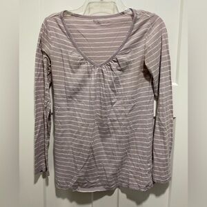 Motherhood Maternity Lavender Striped Long Sleeve Top